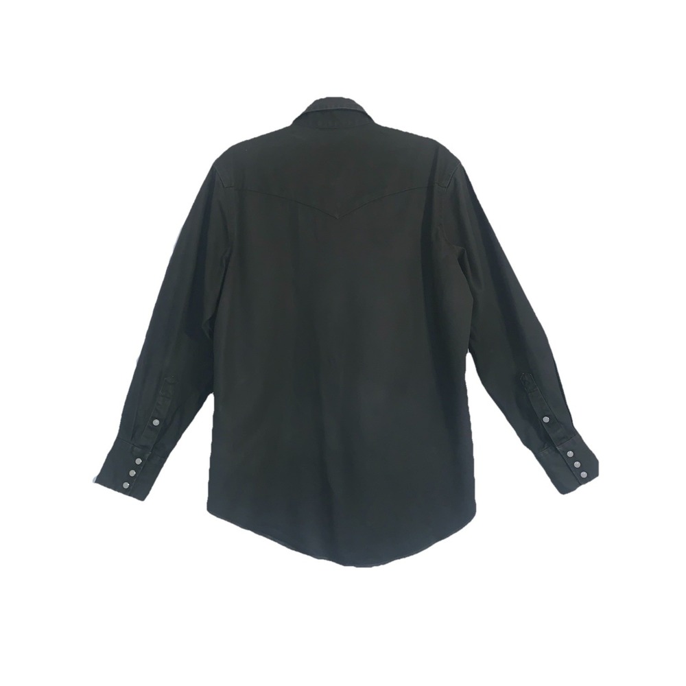Wrangler Cowboy Cut Shirt Pearl Snap Button Mens M Black Western Rodeo Casual - Picture 7 of 14